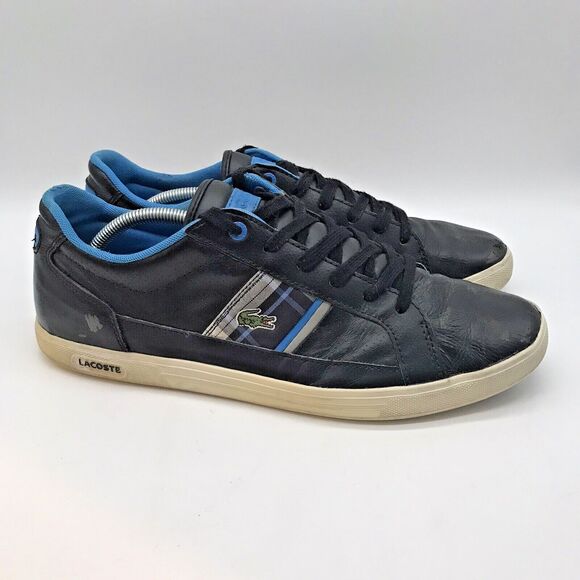Lacoste Europa PCH SPM Sneakers Men's 12 Black Genuine Leather Low Lace Up Shoes - Picture 1 of 14